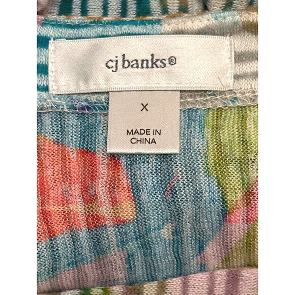 CJ Banks Womens X Multicolored Striped Long Sleeve Tunic Top - Picture 5 of 11